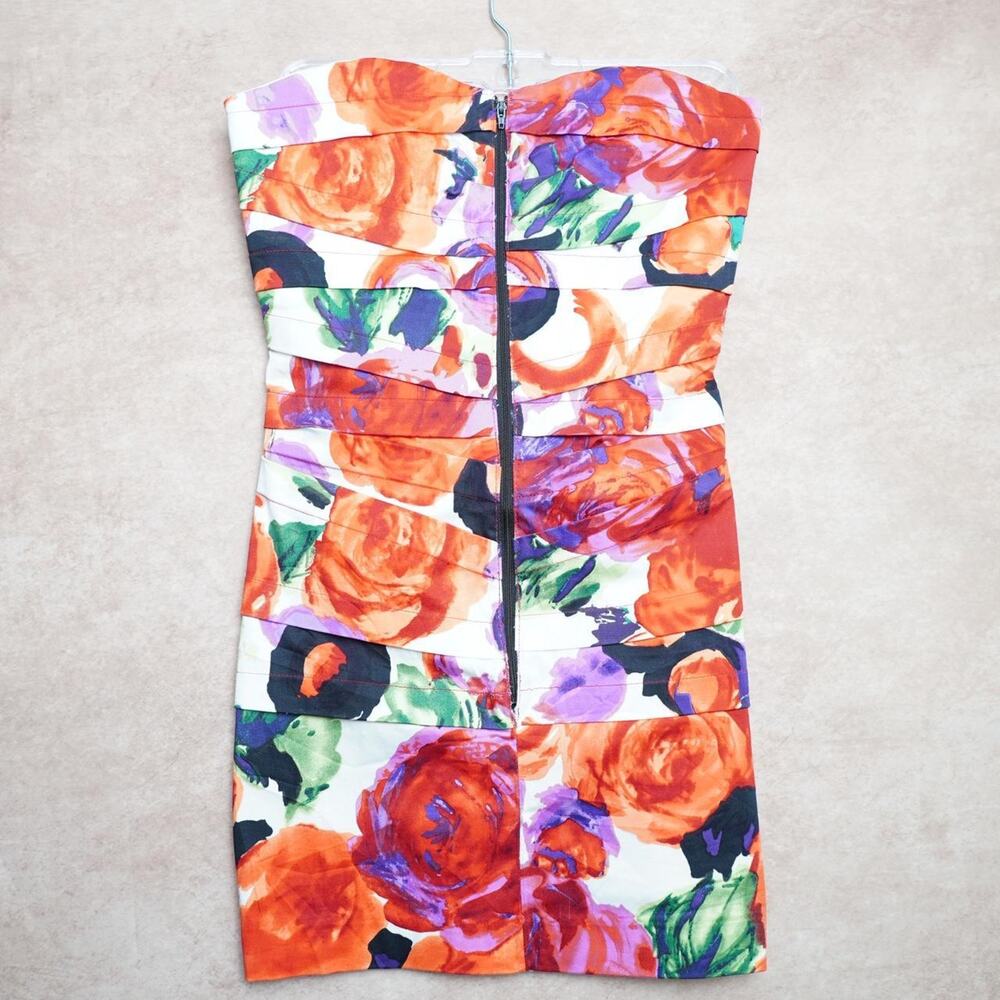 Rubber Ducky Floral Strapless Bodycon Dress M Y2K